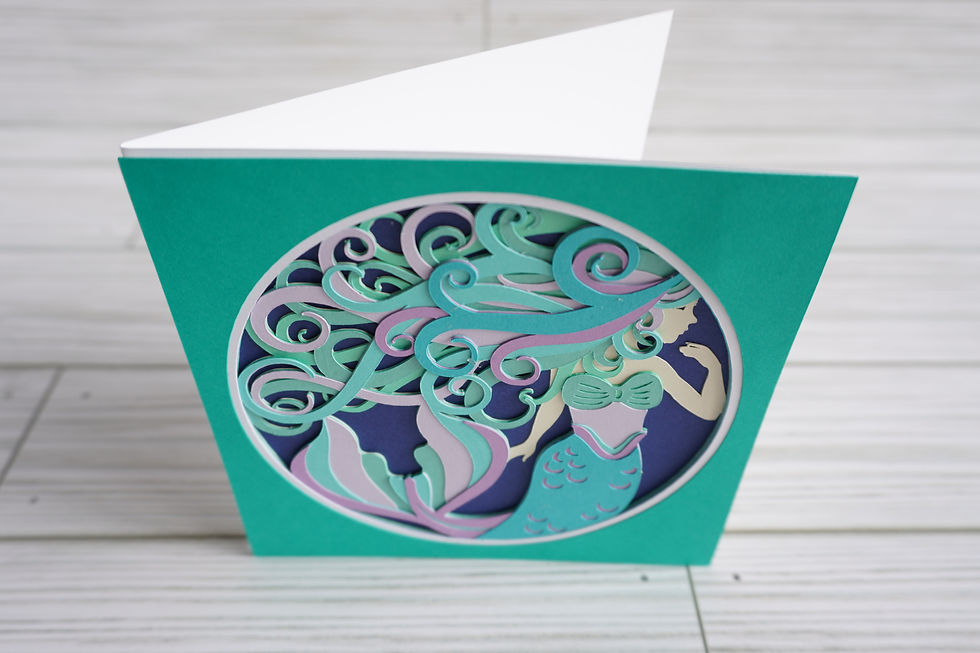Thumbnail: Mermaid, Layered, Handcrafted Card, 5 x 5