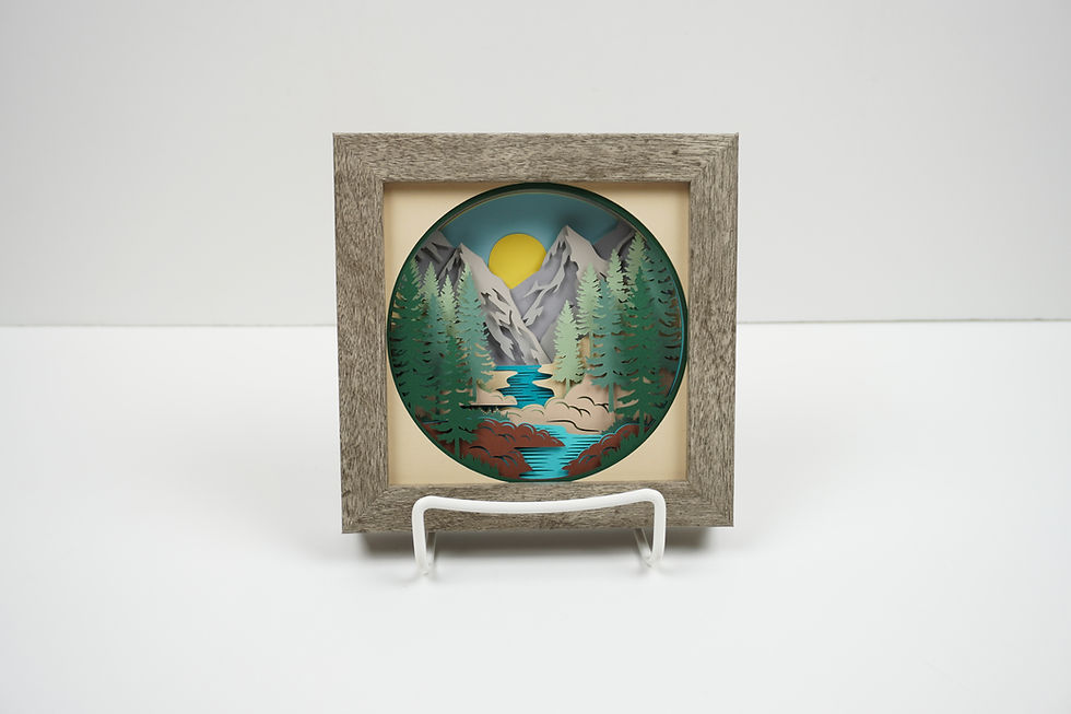 Thumbnail: Mountain Stream, 5 x 5,  3D Shadow Box