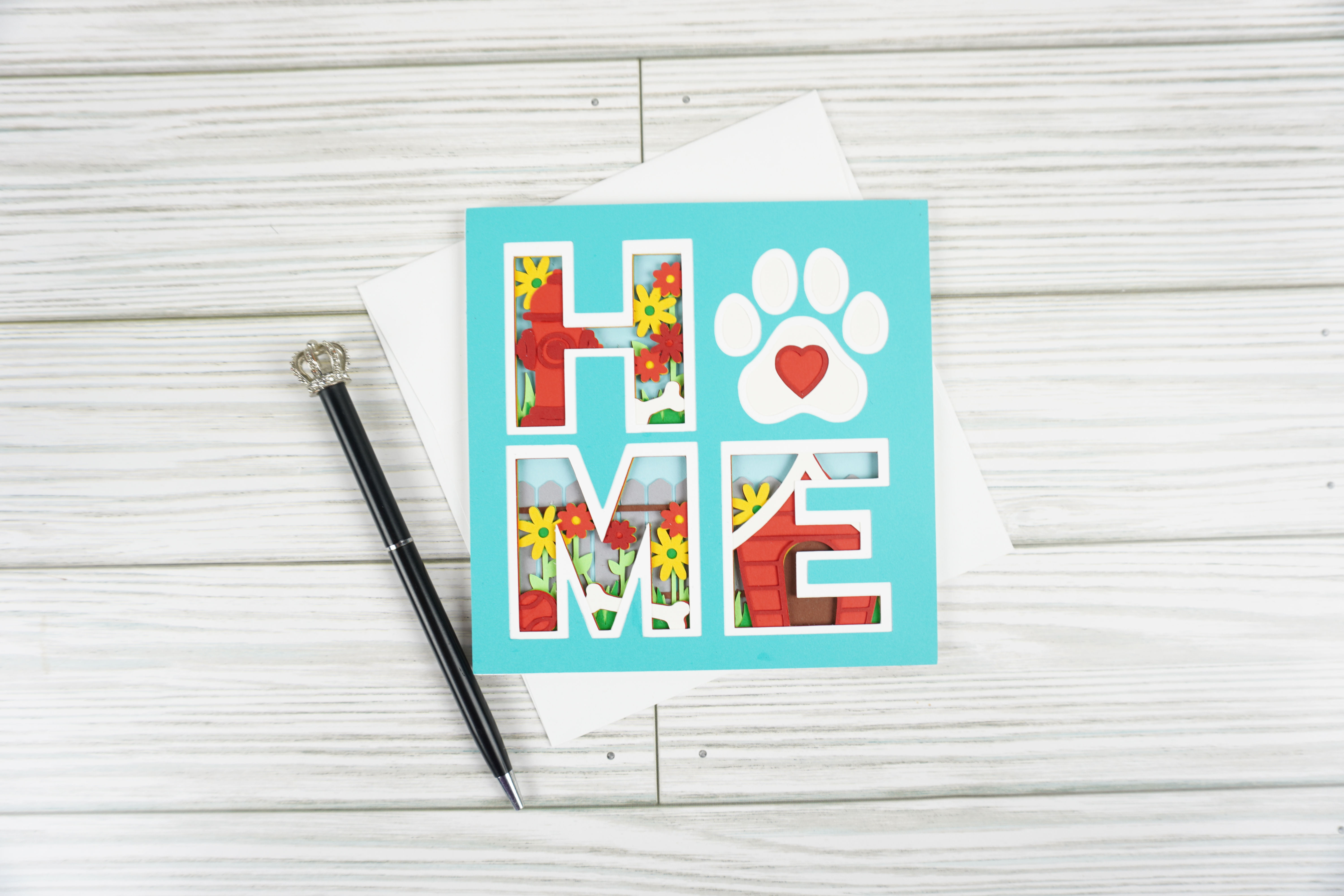 Home, Dog Card, Handcrafted Card, 5 x 5