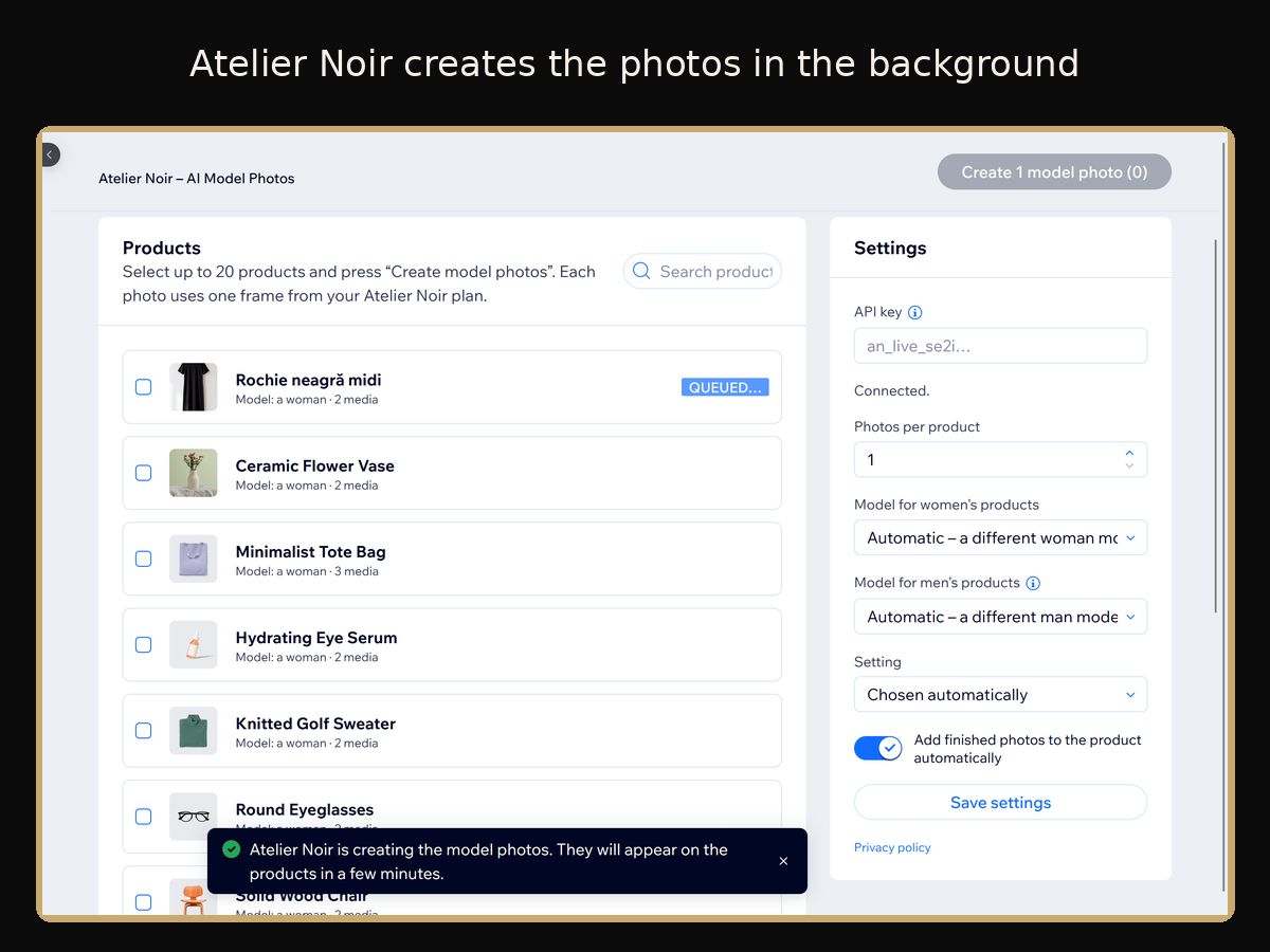 Atelier Noir AI Model Photos screenshot 2