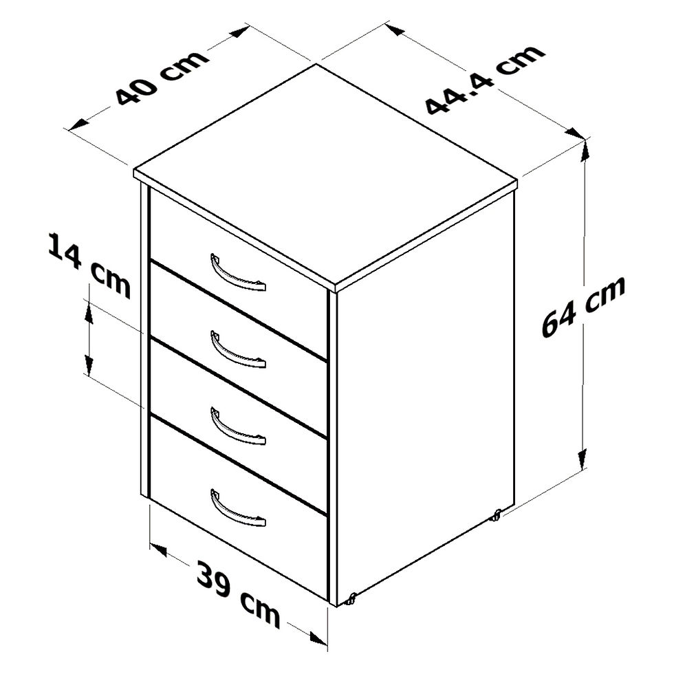 Miniatura: CAJONERA 44X63X41 - 4 CAJONES COLOR BLANCO