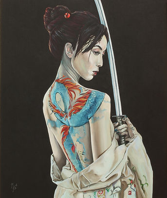 markfox. sexy,tattoo, inkedgirl,ink,original,painting,artwork,artist,samurai