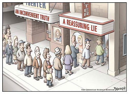 A reassuring lie cartoon