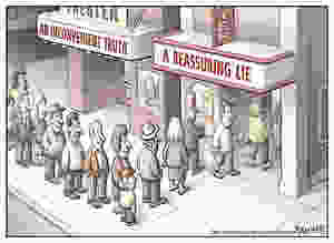 A reassuring lie cartoon