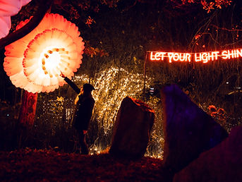 Touching a giant flower of light