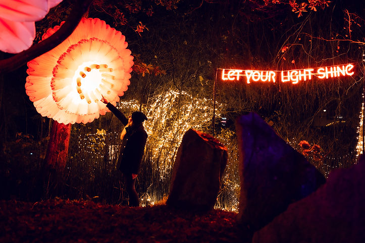 Touching a giant flower of light