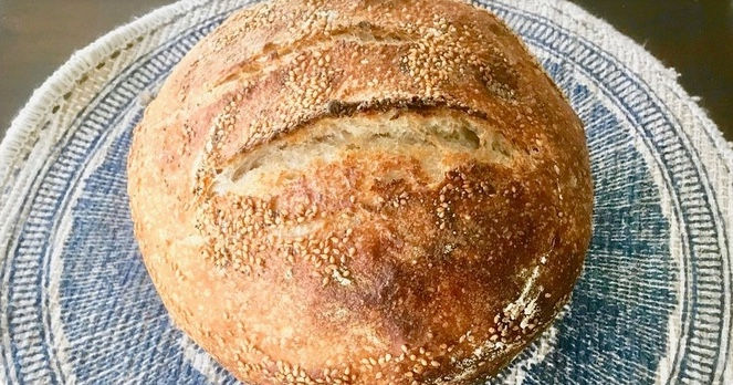 Toasty sourdough loaf of bread