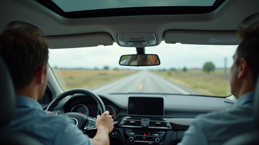 Close-up view of a driving test center