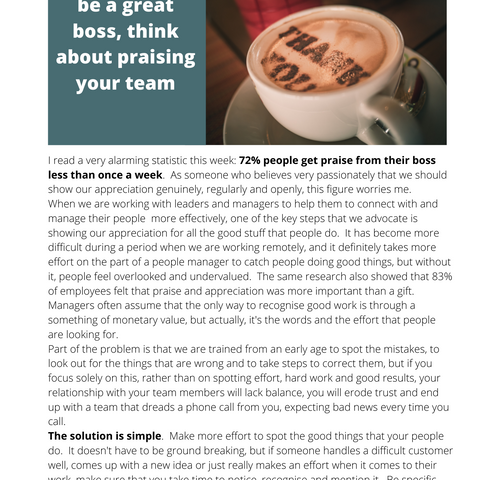 Be a Brilliant Boss: Praise your Team