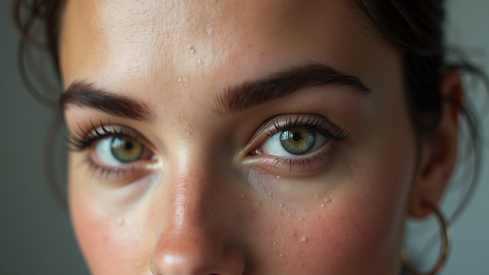 Close-up view of a woman with beautifully micro-pigmented eyebrows