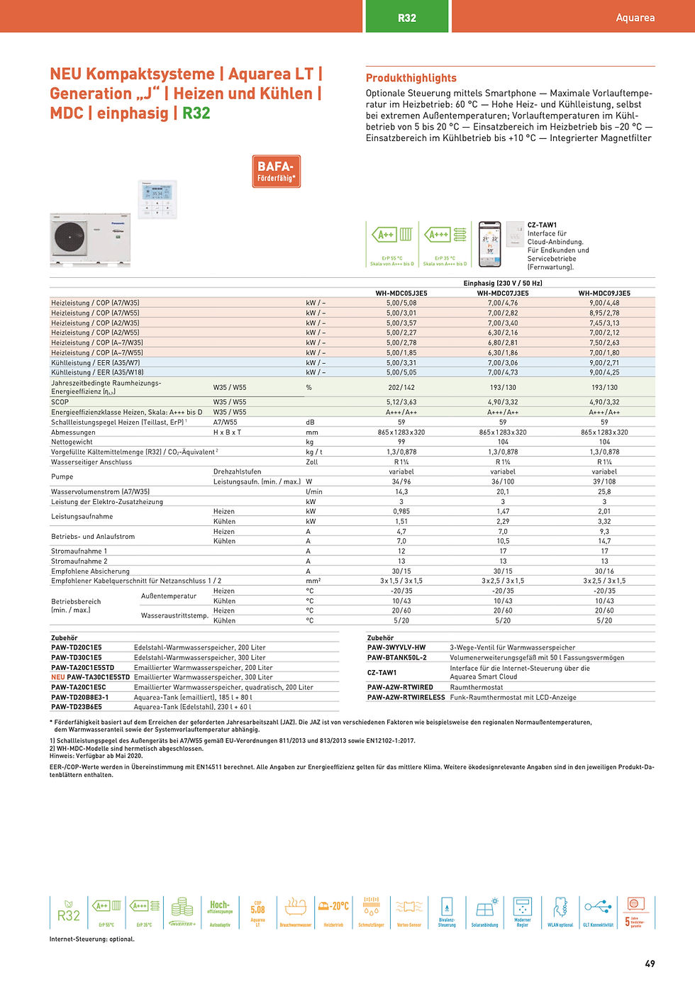 Miniaturbild: 5 kW Wärmepumpe Monoblock Panasonic WH-MDC05J3E5 + 300L Warmwasserspeicher