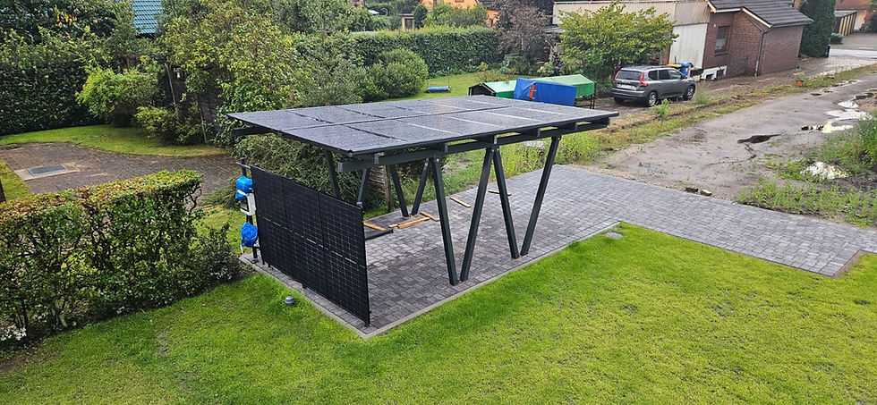 Miniaturbild: 5,52 kWp Solar-Carport Bausatz – für 1 Auto, inkl. 12 bifaciale Module