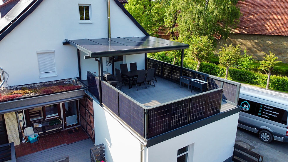 Miniaturbild: 2,76 kWp Solar-Terrasse Bausatz –  inkl. 6 bifaciale Module 3,6 x 3,6 m