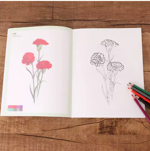 Thumbnail: Chinese English Four Seasons Flower Coloring Book Adult Decompression Graffiti