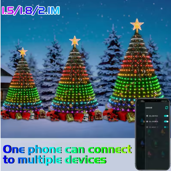 Miniatúra: Christmas Tree Lights RGB LED IC String Lights Bluetooth Control for Decorations