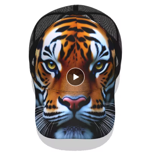 Tiger Baseball Cap Custom Trucker Hat Adjustable with Logo and Number for Teams