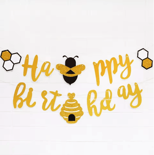 Happy Bee Day Birthday Banner Bumblebee Theme Party Decoration for Kids