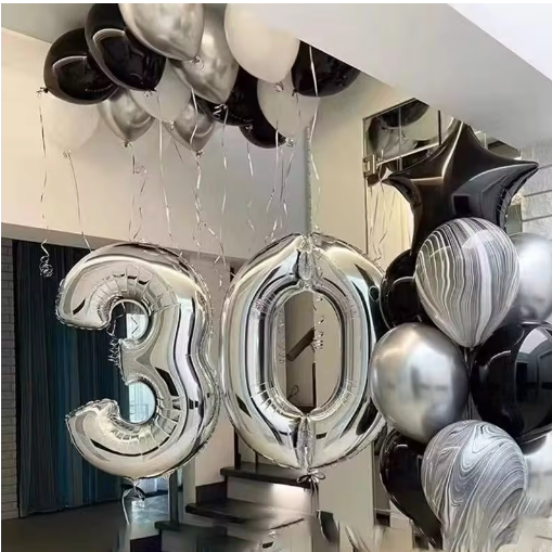 32 Inch Silver Foil Number Balloons for Birthday Wedding Baby Shower Party Decor