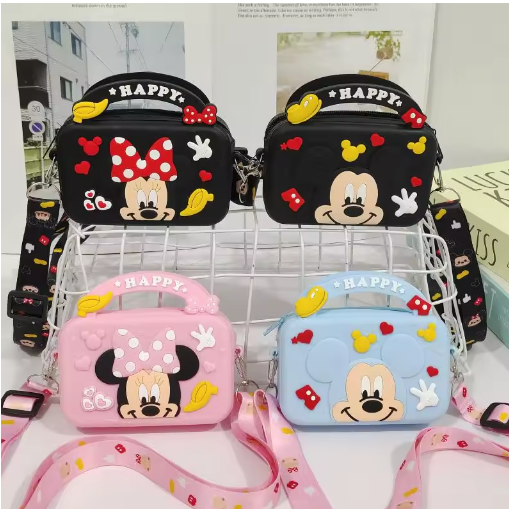 Disney Mickey Minnie Kids Crossbody Bag Waterproof Coin Purse Girls Square Bag