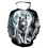 Thumbnail: Men's 3D White Wolf Print Hoodie Casual Long Sleeve Pullover with Drawstring