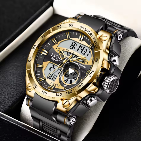 LIGE Military Men’s Watch Digital LED Dual Display Waterproof Quartz Sports Watc
