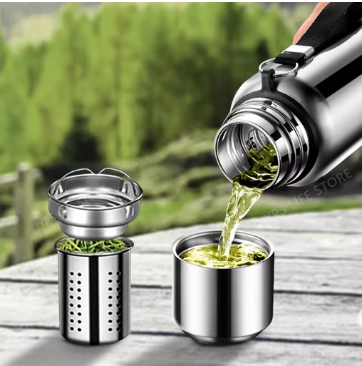 Thumbnail: 1000ML Stainless Steel Thermos Bottle, Insulated, Hot & Cold, Vacuum Flask for S
