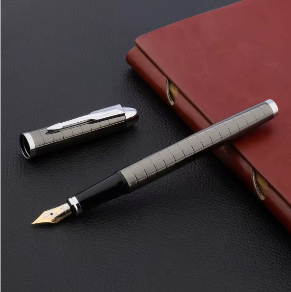 Luxury High-Quality Metal Cirele Retro Fountain Pen Gun Gray Wave Ink Pen for Of