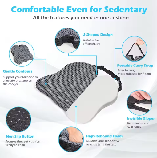 Thumbnail: Orthopedic Memory Foam Car Seat Cushion for Lower Back Pain and Posture Support