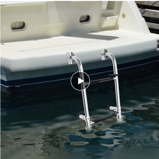 304 Stainless Steel Folding Boat Ladder Non-Slip Marine Step for Yachts Fishing