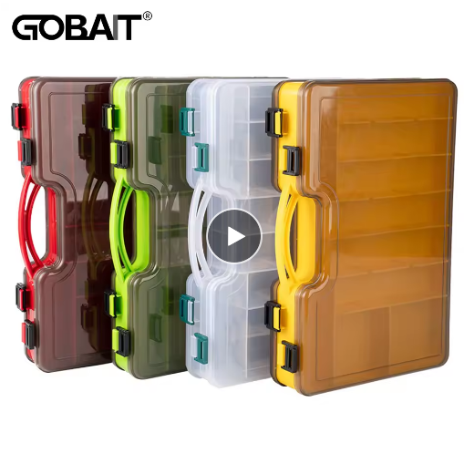 Large Portable Fishing Tackle Box Double Layer with Multi Compartments and Latch