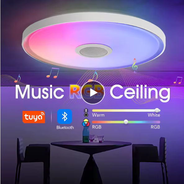 Smart RGB Ceiling Lamp with Bluetooth, Dimmable, Remote Control, Tuya, 220V