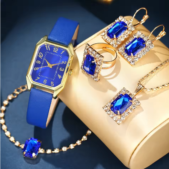 Luxury Fashion Square Women's Watch Set Quartz Wristwatch Jewelry Femme