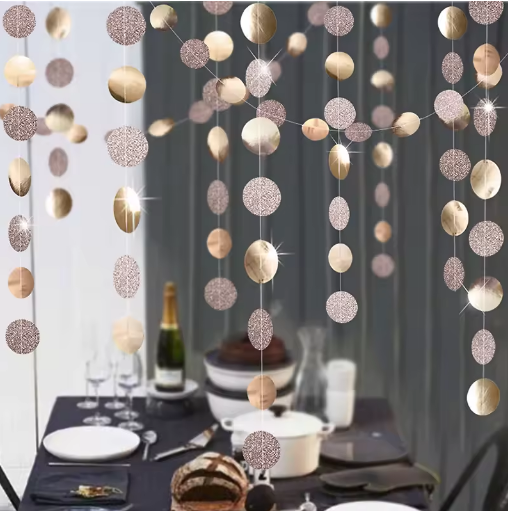 Thumbnail: 4M Glitter Champagne Gold Paper Garland Banner Happy Birthday Party Decor