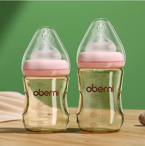 Miniatúra: Oberni Anti-Colic Baby Milk Bottle BPA Free with Mimic Breast Nipple, 180ml Pink