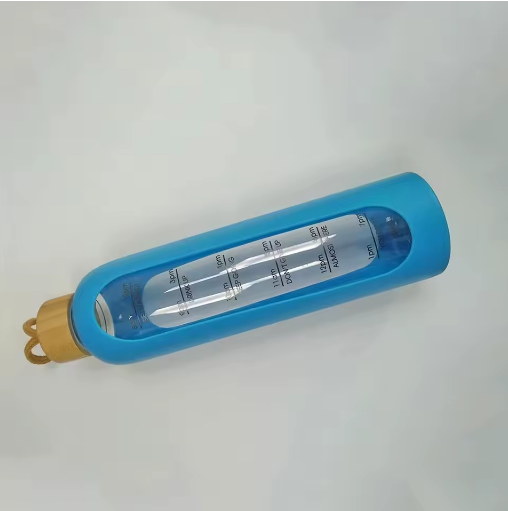 Thumbnail: 320ml Glass Water Bottle with Bamboo Lid Silicone Sleeve Portable Sport Bottle