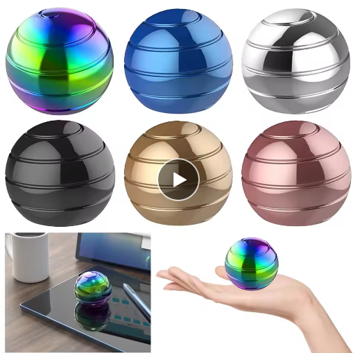Kinetic Spinning Desk Toy Ball Optical Illusion Metal Gyro Anti Stress Fidget To