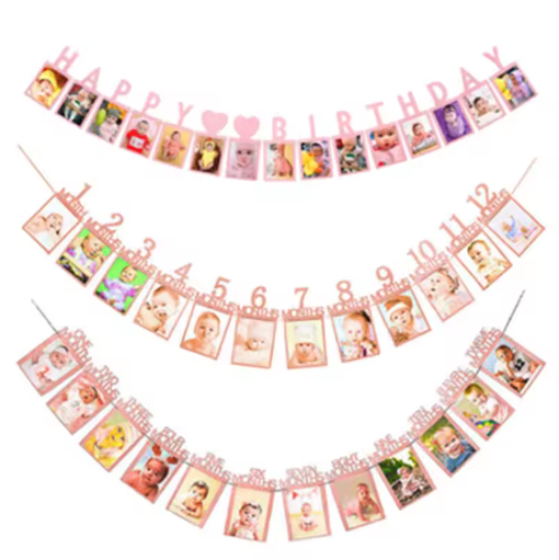 Happy Baby 1st Birthday Photo Frame Banner Decoration First Party Favors