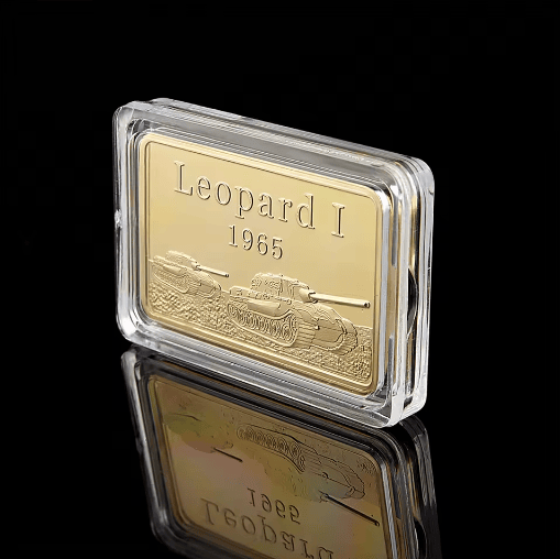 Miniatúra: 1965 German Leopard Tank Gold Plated Coin Military Challenge Bar Replica