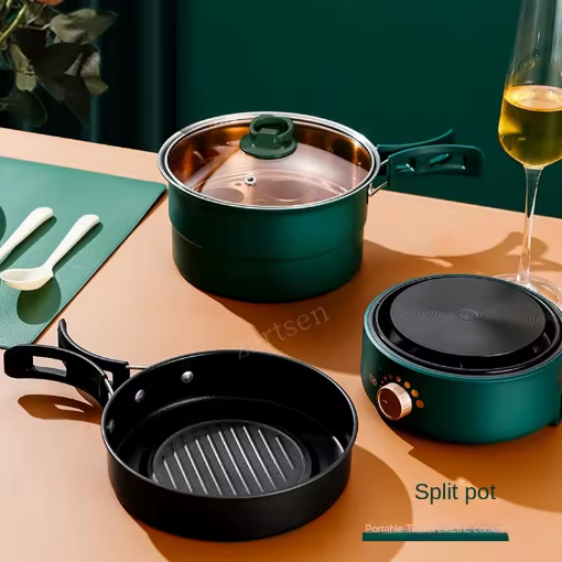 Thumbnail: 1.6L Electric Cooking Pot, Foldable Hotpot, Portable Multi-Cooker, Frying Pan, W