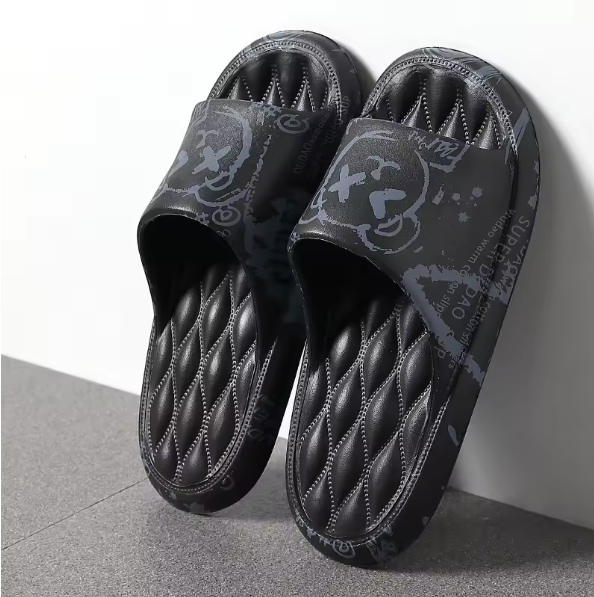 Miniatúra: Plus Size 48-49 Graffiti Men Slippers EVA Sole Indoor Beach Flip Flops