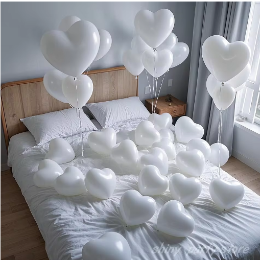 20/50pcs White Heart Balloons