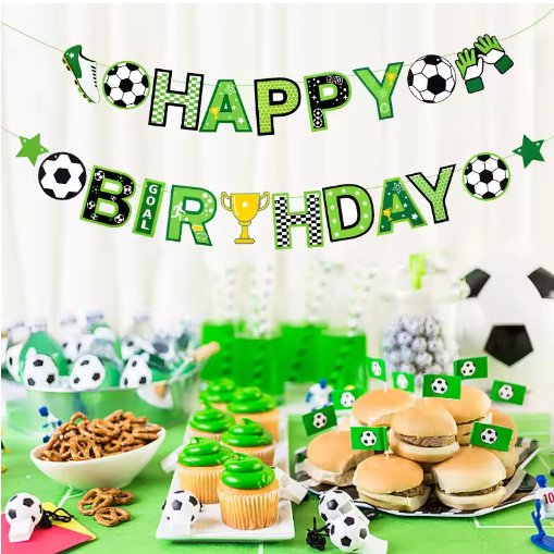 Football Theme Happy Birthday Banner Garland Kids Soccer Party Decoration Suppli