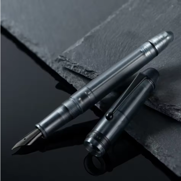 Asvine V126 Vacuum Filling Fountain Pen Titanium EF/F/M Nib, Matte Gray Acrylic