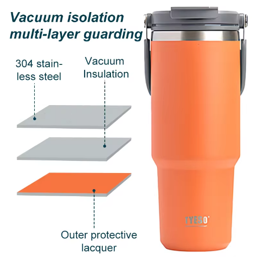 Thumbnail: 900ml Stainless Steel Thermos Bottle Leakproof Travel Mug Insulated Coffee Cup