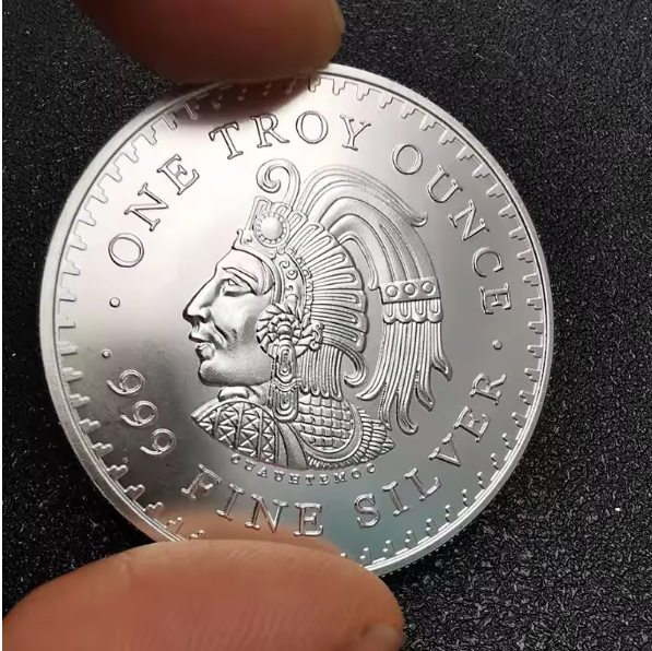 Thumbnail: Maya .999 Fine Silver Commemorative Coin Aztec Calendar Pyramid Gift