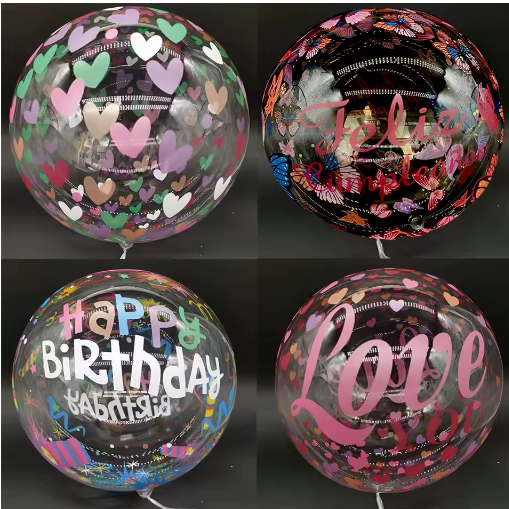 Butterfly Printed Bobo Balloons 20inch Transparent Bubble Balloon for Birthday P