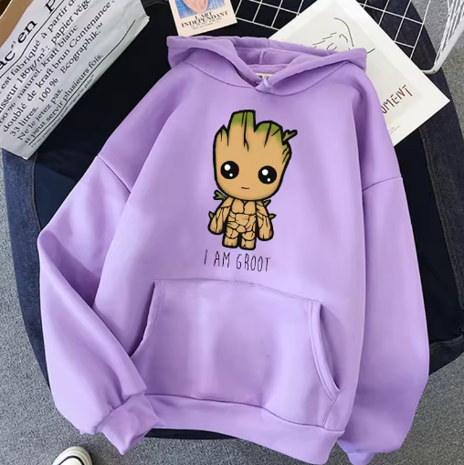 Miniatúra: Anime Baby Groot Hoodie Men Women Unisex Sweatshirt Movie Hero Print Oversized