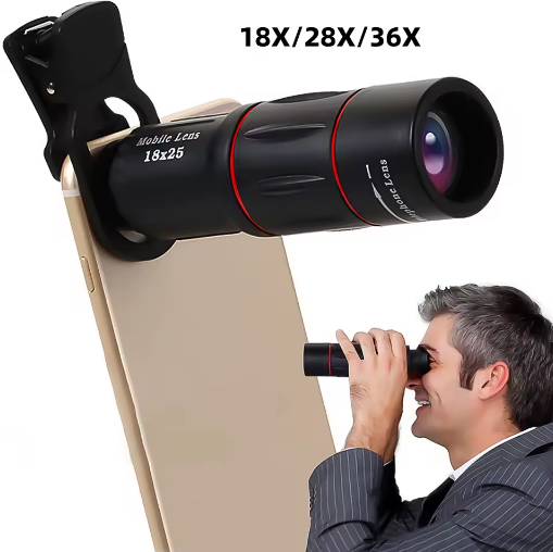 Miniatúra: 28X Zoom Phone Camera Lens Clip-On Optical Telescope for Camping Hunting