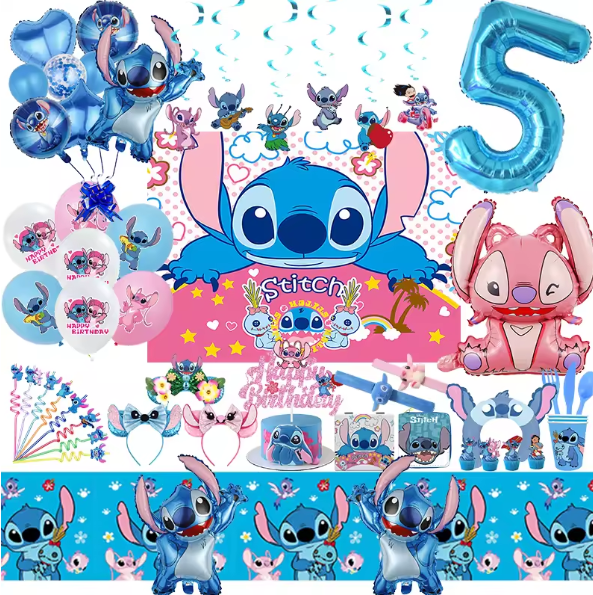 Disney Stitch Theme Birthday Decorations Balloon Set Kids Party Supplies