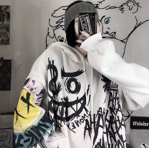 Thumbnail: Gothic Japan Cartoon Hip Hop Hoodie Sweatshirt Oversize Women Spring Autumn